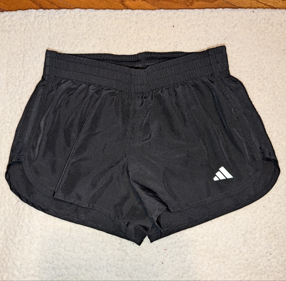 Adidas 3" shorts - small - black w/ white logo - inner liner - slim fit